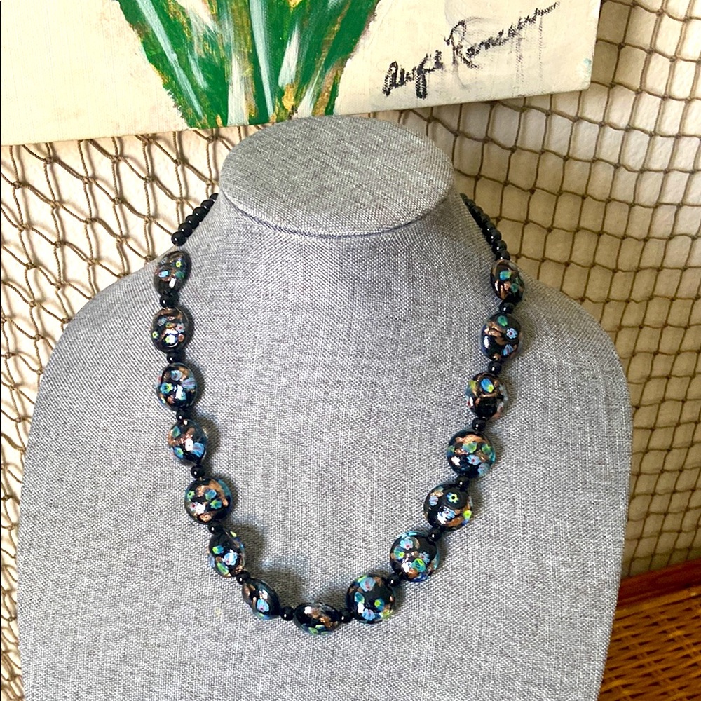 Vintage Murano Millie Fiori Glass Beaded Necklace